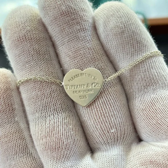 Tiffany & Co. Double Chain Heart Tag Bracelet 6" - Picture 3 of 7